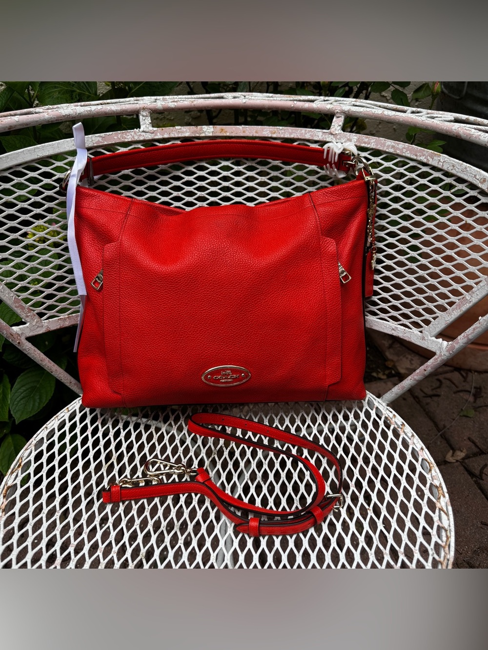 Orange Coach Scout Convertible Hobo Leather Bag